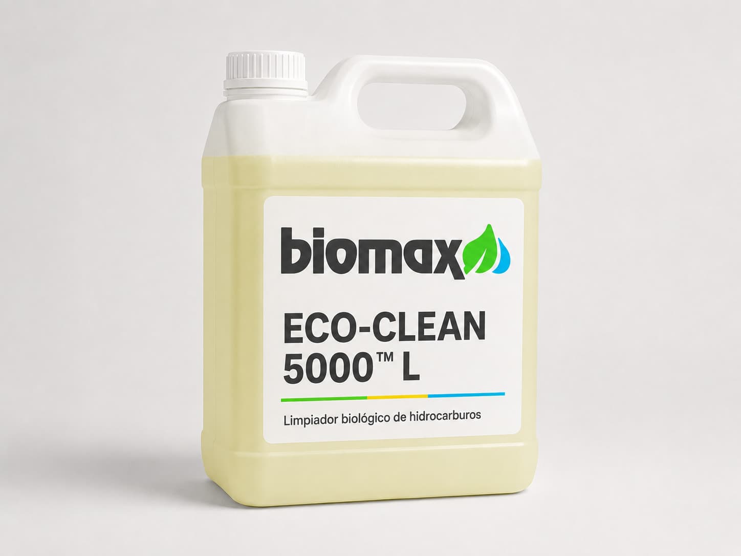 Envase de ECO-CLEAN 5000 L con la etiqueta Biomax.