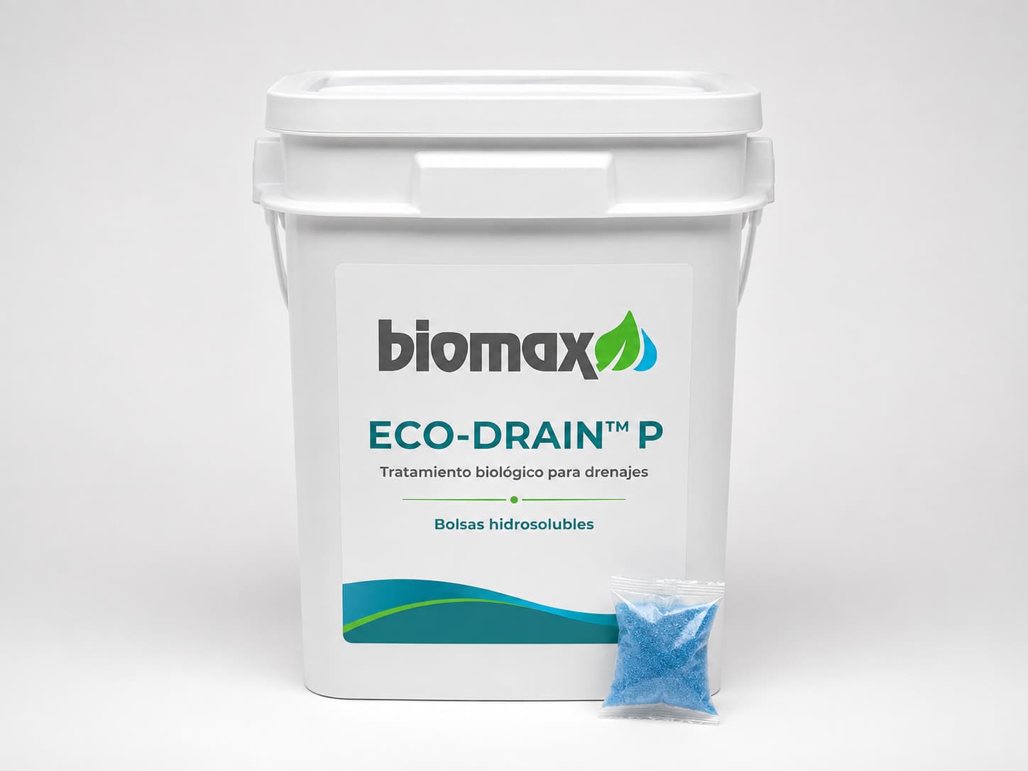Envase de ECO-DRAIN Polvo con la etiqueta Biomax.