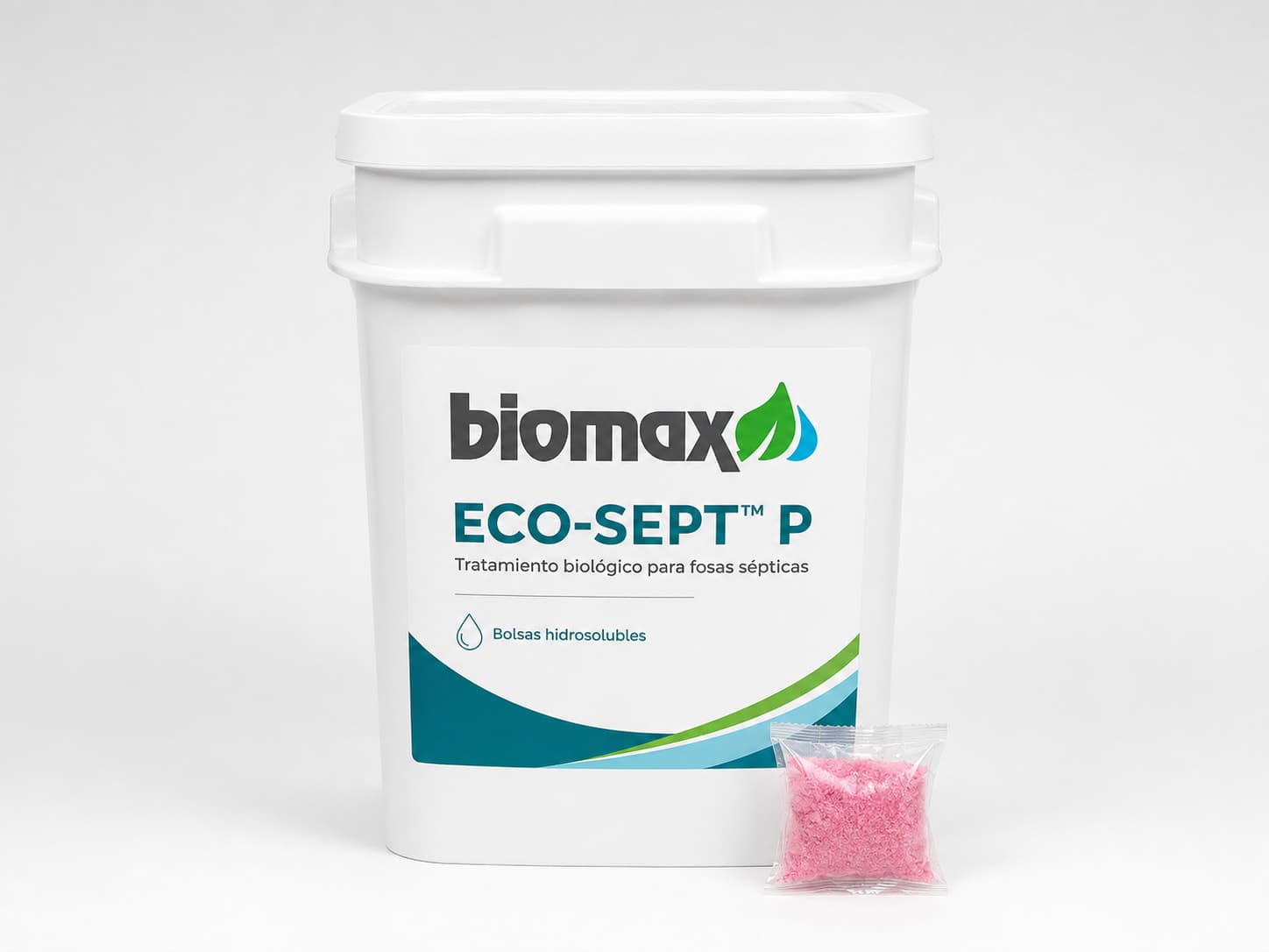 Envase de ECO-SEPT Polvo con la etiqueta Biomax.