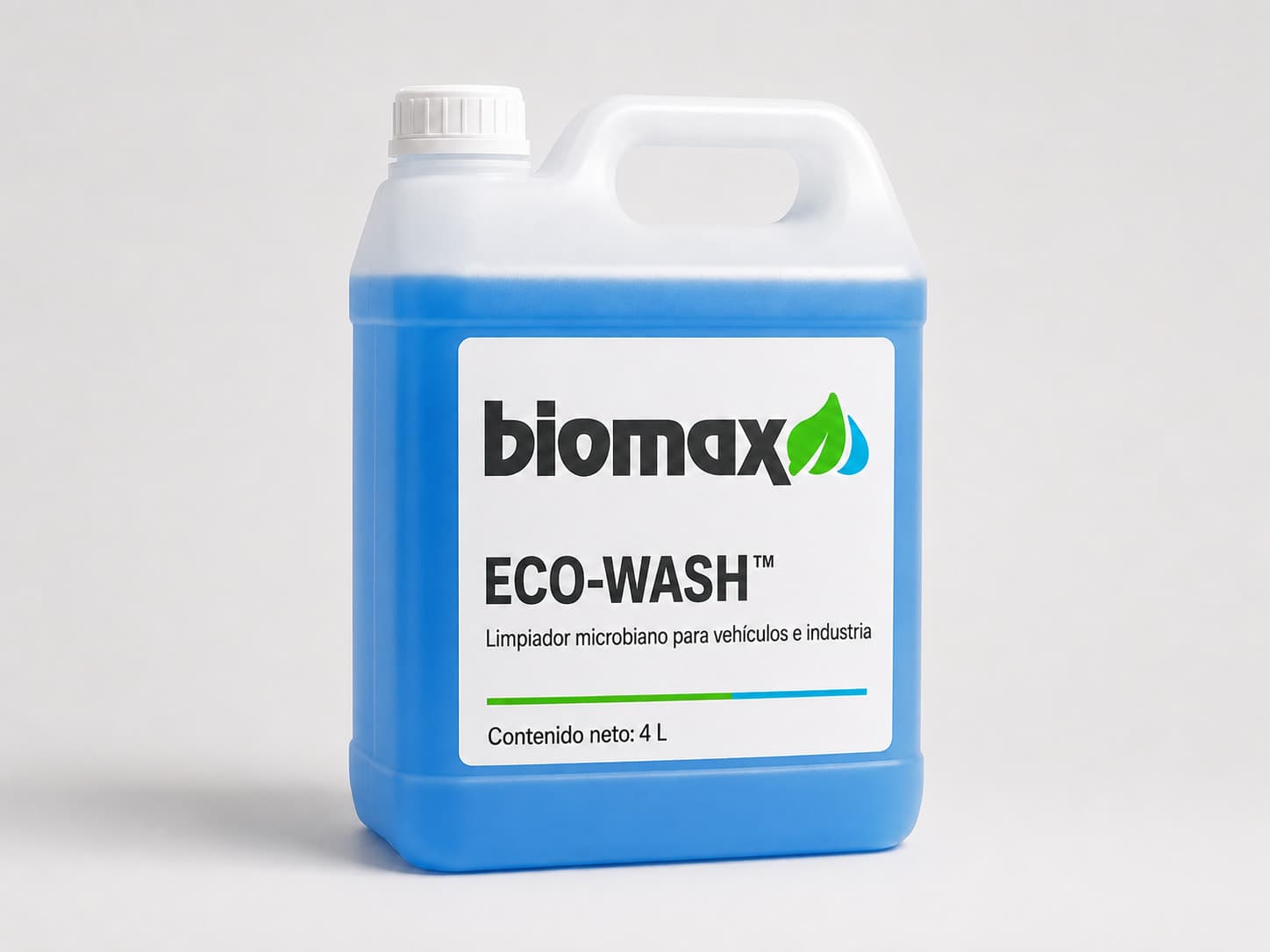 Envase de ECO-WASH con la etiqueta Biomax.