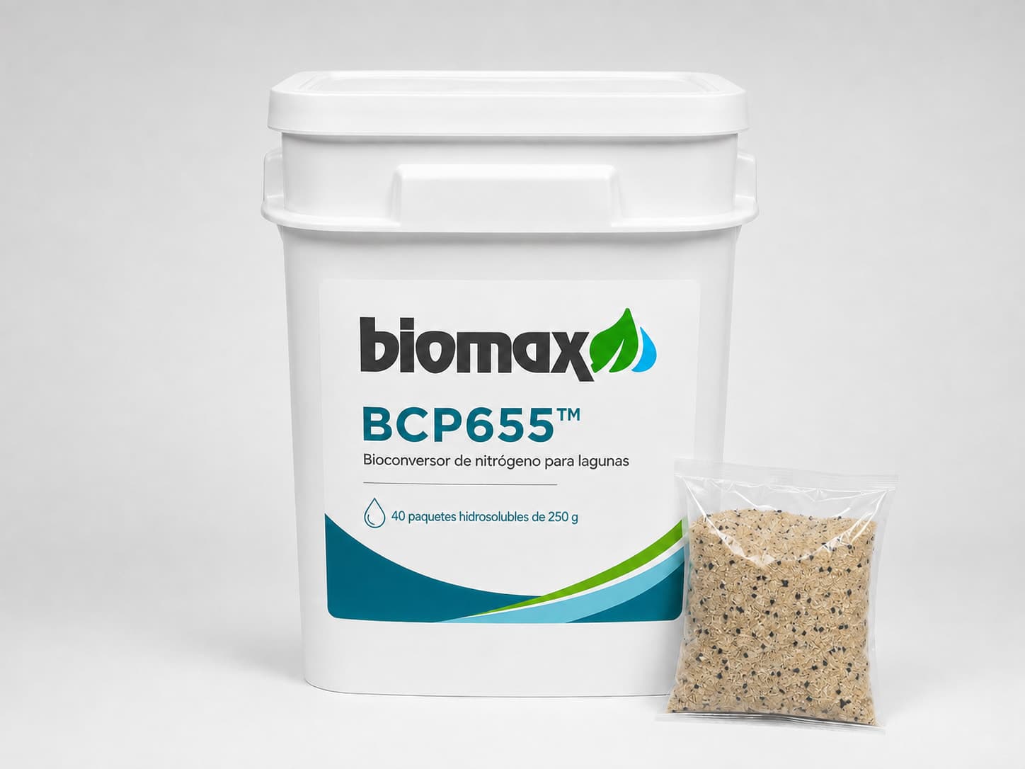 Envase de BCP655 con la etiqueta Biomax.