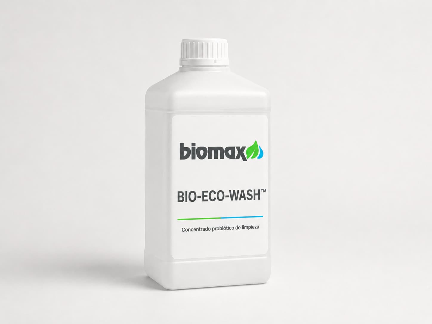 Envase de BIO-ECO-WASH con la etiqueta Biomax.