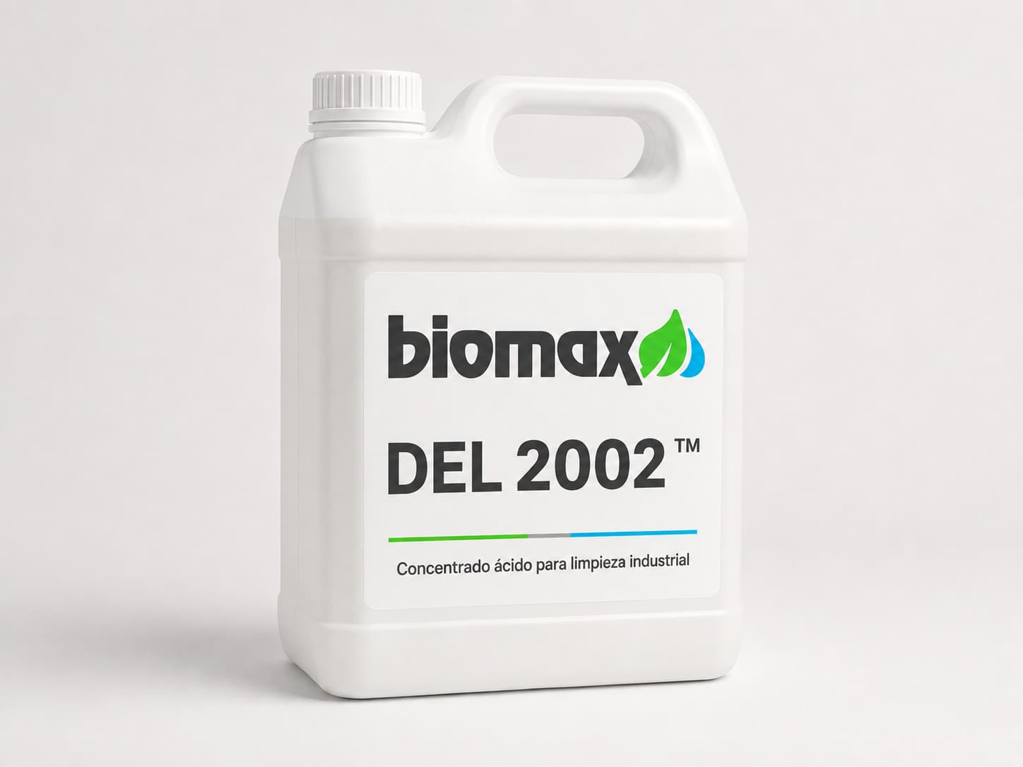 Envase de DEL-2002 con la etiqueta Biomax.